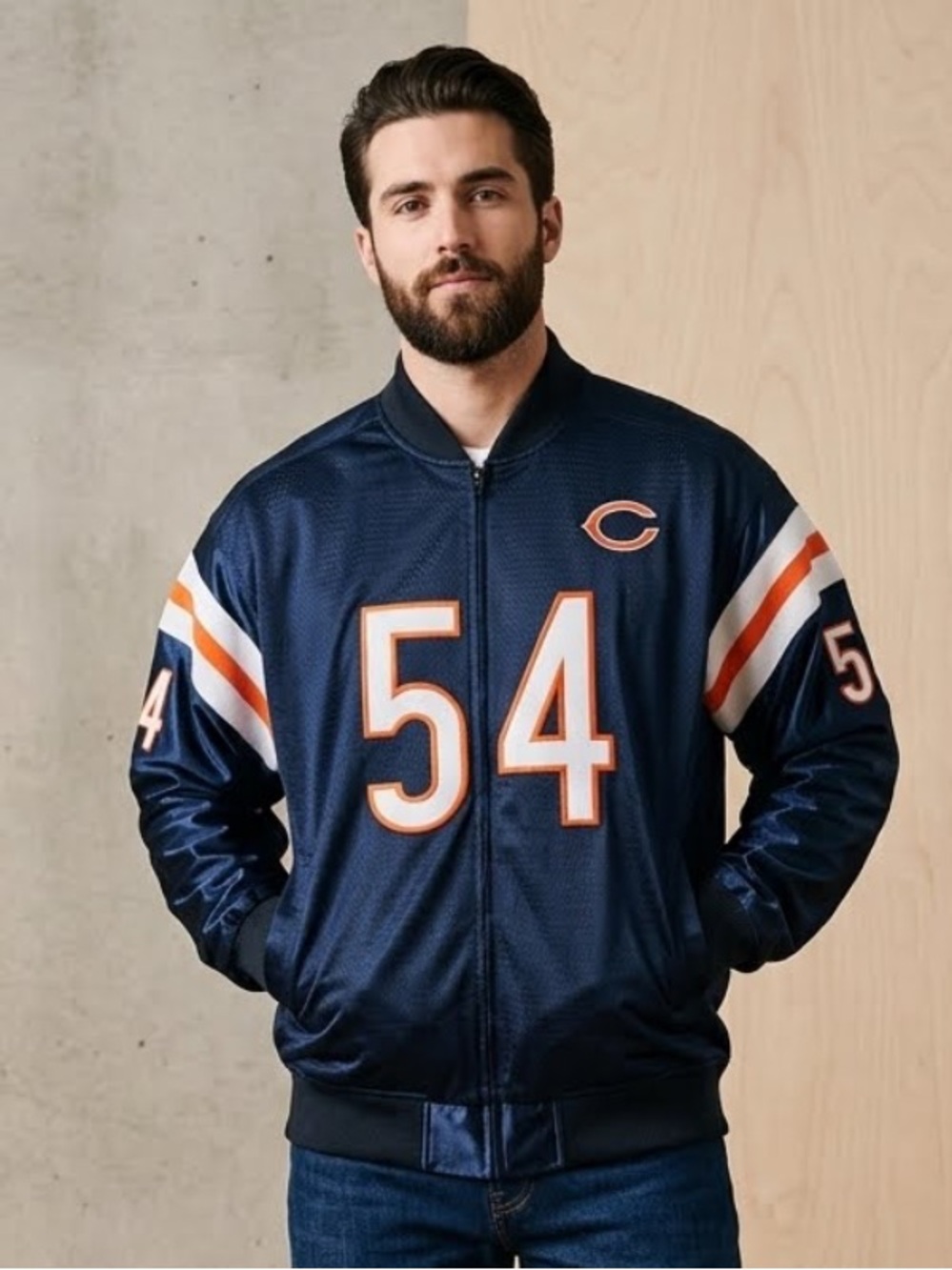 NFL Chicago Bears Brian Urlacher #54 full-zip jersey mesh jacket
Navy Blue
XL